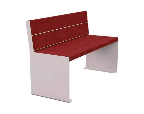 Procity Sitzbank Kube, 1200 mm, Mit Rückenlehne Stahl & Holz Ohne Armlehnen, Mahagoni/RAL 7044, 306380.7044.ACAJ