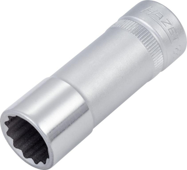 Hazet Steckschlüsseleinsatz, Doppelsechskant, Vierkant hohl 10 mm (3/8 Zoll), 13 mm, Lange Ausführung Mit Rändelung, 880TZ-13