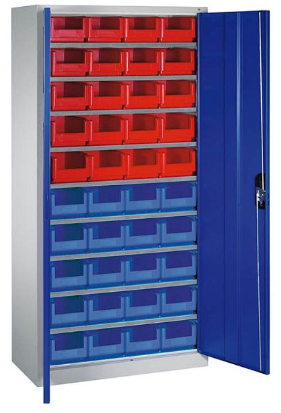 Bedrunka+Hirth Schrank mit Sichtlager- und Regalkästen, 4x Fachboden, Maße in mm (BxTxH): 1000 x 420 x 1980, 04.144.20