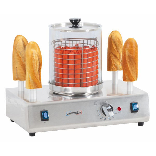 Casselin Hot-Dog-Maschine mit 4 Heizspitzen, Rostfreier Stahl, CMH4