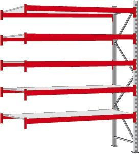 Regalwerk WILLY-Weitspannregal - 700 - Stahl - Anbaufeld HxBxT 3000x2700x800mm mit 5 Fachebenen Stahleinlage, B7-60228-80