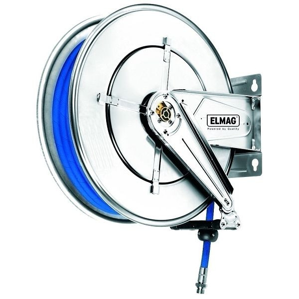 ELMAG Industrie Schlauchaufroller Edelstahl '433/12' für Druckluft und Wasser 70°C, 15 m, 1/2', 10 bar, 43546