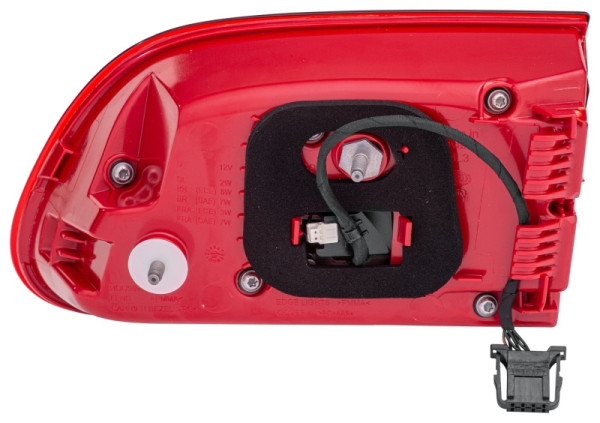 HELLA Heckleuchte, LED, innerer Teil, für u.a. Porsche Macan (95B), rot, SAE, für Rechtsverkehr, links, 2SD 011 500-131