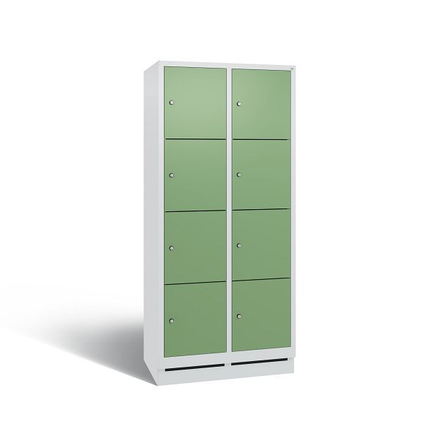 C+P Schließfachschrank Evolo, 8 Fächer, H1800xB810xT500 mm, Grau/Resedagrün, 48020-224 S10072