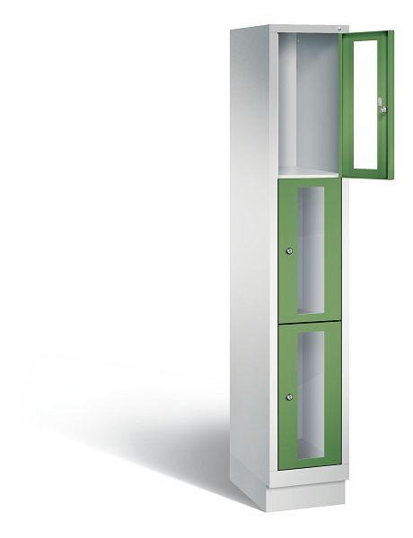 C+P Schließfachschrank Classic, H1800xB320xT500mm, Farbe: Lichtgrau / Resedagrün, 8020A103 S10004
