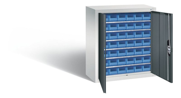 C+P Magazinschrank Serie 13, H830xB700xT300mm, Farbe: Lichtgrau / Anthrazitgrau, Muldengriff, 134013-21 S10054