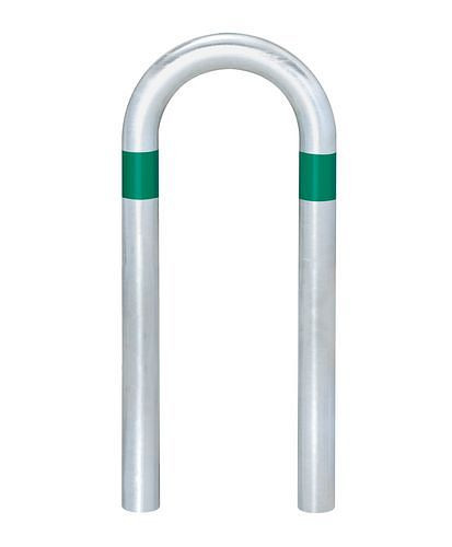 DENIOS Ladesäulen Rammschutz-Bügel, verzinkt, B 360 mm, Ringe grün, zum Einbetonieren, 280395