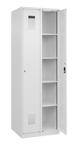 C+P Wäsche-Spind Evolo PLUS, 2 Abteile, 1850x600x500mm, 9016/9016, Verschluss Zylinderschloss, Ablageböden 8, 049000-20B S10047