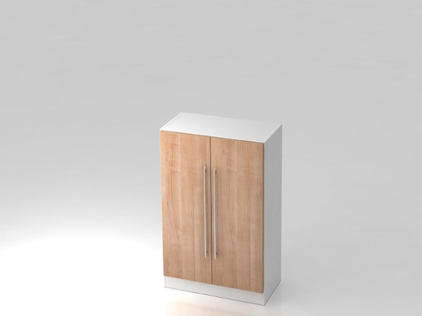 Hammerbacher Schrank 3OH mit Sockelblende Relinggriff Weiß/Nussbaum, 80x42x127 cm (BxTxH), V7550/W/N/RE