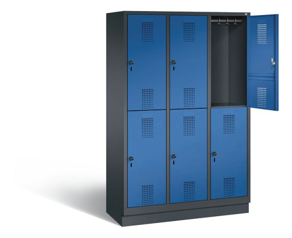 C+P Spind doppelstöckig Evolo, H1800xB1200xT500mm, Farbe: Schwarzgrau / Enzianblau, 48320-32 S10084