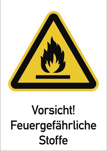 Moedel Vorsicht! Feuergefährliche Stoffe ISO 7010, Kombischild, Folie, 131x185 mm, 98984