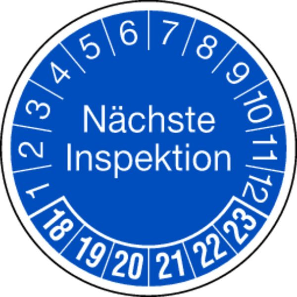 Schilder Klar Prüfplakette Nächste Inspektion ab 23 blau/weiß, 30 mm Folie selbstklebend, VE: 40 Stück, 45/67.23