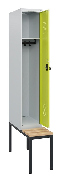 C+P Spind Evolo PLUS, 1 Abteil, 1950x300x815mm, 7035/0024, Drehriegel, Sitzfläche Holz, Sitzbank, 0490505-10 S10015