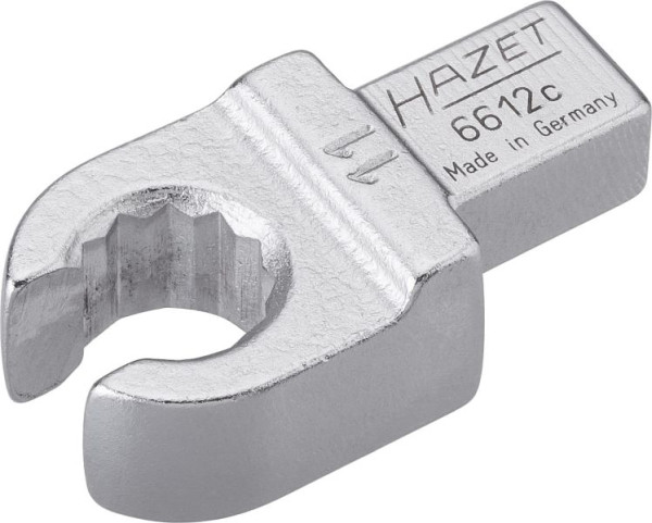 Hazet Einsteck-Ringschlüssel, offen, Einsteck-Vierkant 9 x 12 mm, Außen-Doppel-Sechskant Profil, 11 mm, 6612C-11