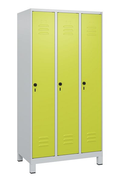 C+P Umkleidespind Classic PLUS, Füße, 3 Abteile, 1800x900x500mm, 7035/0024, Drehriegel, 0800107-30 S10010