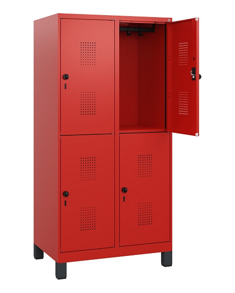 C+P Doppelstöckiger Spind Evolo PLUS, Füße, 4 Fächer, 1630x800x500mm, 3020/3020, Drehriegel, 0493105-22 S10034