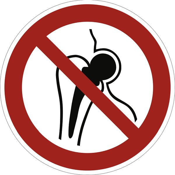 Moedel Kein Zutritt für Personen mit Implantaten aus Metall ISO 7010, Folie, Ø 200 mm, 58595