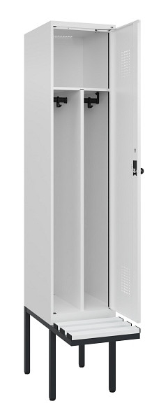 C+P Spind Evolo PLUS, 1 Abteile, 2120x400x815mm, 9016/9016, Haken 4, Drehriegel, Sitzfläche Kunststoff, Trennwand, 0490407-12F S10074