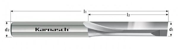 Karnasch VHM - Einzahnfräser geläppt d= 5,0/L2= 6,0/d2h6= 5/L1= 50 mm geradegenutet/rechtsschneidend, 291661050006050