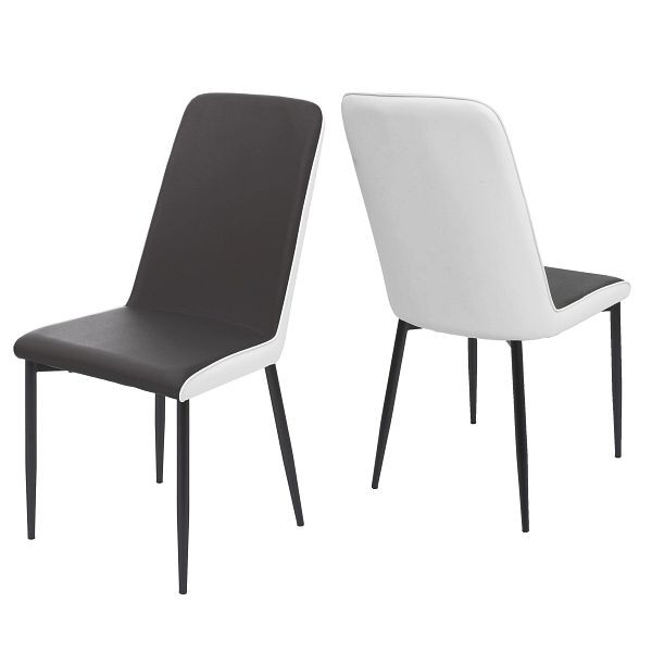 Mendler 2er-Set Esszimmerstuhl HWC-F26, Stuhl Küchenstuhl, Kunstleder, Sitzfläche schwarz, 69489