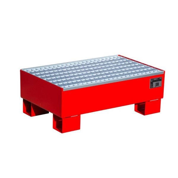 STEIN HGS Auffangwanne AW 60, 61 Liter, RAL 3000 feuerrot, Gesamthöhe 295 mm, lackiert, 2 x 60 Liter Fass, Gitterrost, 79186.0008