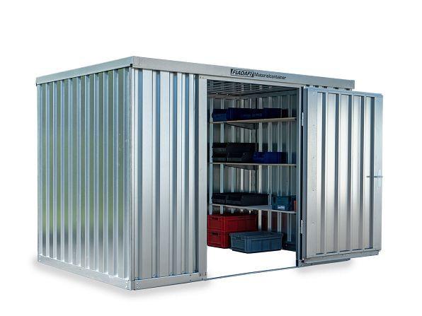 FLADAFI Materialcontainer MC 1300, verzinkt, montiert, ohne Boden, Doppelflügeltür (asymmetrisch) auf der 2 m Seite, F13210203-F911-F1322