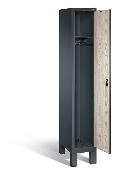 C+P Garderobenschrank Evolo, H1850xB320xT500mm, Farbe: Anthrazitgrau / Dekor Sen-Esche, 48010-10 S10158