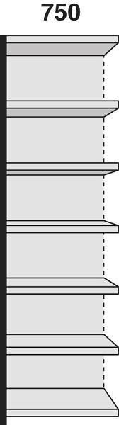 Kerkmann Regalfeld Stora 100, B 750 x T 300 x H 2600 mm, silber/lichtgrau, 51259614