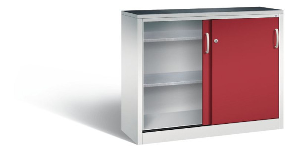 C+P Schiebetürenschrank Acurado, H1000xB1200xT400mm, Farbe: Lichtgrau / Rubinrot, Bügelgriff, 2046-09 S10070