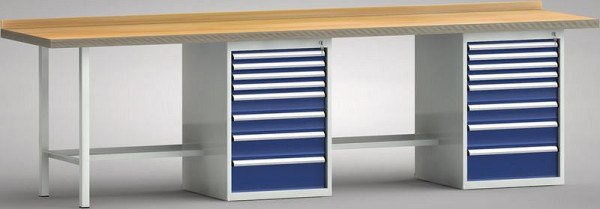 KLW Standard-Werkbank - 3000 x 700 x 840 mm L x T x H, je Arbeitsplatz rechts 4x50EA/2x100EA/125EA/175EA, WS438N-3000M40-E1730