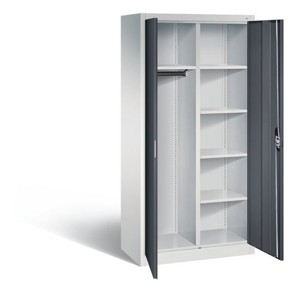 C+P Akten-/Garderobenschrank Acurado, H1950xB930xT500mm, Farbe: Lichtgrau / Schwarzgrau, Muldengriff, 5 OH, 9280-30 S10328