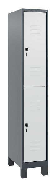 C+P Doppelstöckiger Spind Classic PLUS, Füße, 1800x300x500mm, 7016/7035, Drehriegel, 0803107-10 S10013