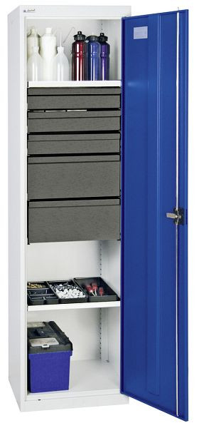stumpf Werkzeug- und Materialschrank Serie 3000, 7035/5010, 3 Schublade 100 mm, 2 Schublade 200 mm, 2 Wannenböden, 3005674