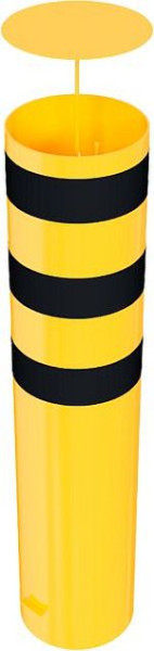 Schake Absperrpfosten ortsfest- zum Einbetonieren, Stahlrohr Ø 323,1mm, Gesamtlänge:1500mm, befüllbar mit Beton, Gelb / Schwarz, 40321BGA