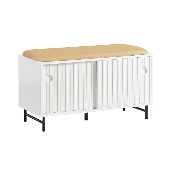 SoBuy Schuhbank mit einer Schublade Weiß 85x37x49 cm, Modern, FSR116-W