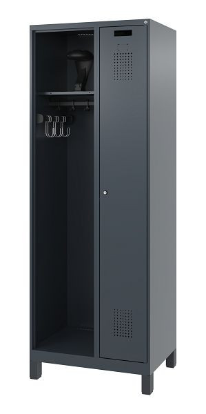 C+P Feuerwehrspind Evolo, Modell KOMBI, 2 Abteile, H1850xB700xT500 mm, Anthrazit, Füße, 0494015-15 S10007