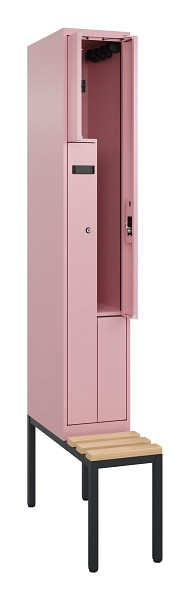C+P Z-Spind Evolo PLUS, Bank, 2 Fächer, 2120x300x815mm, 3015/3015, Zylinderschloss, Sitzfläche Buche-Hartholz, Sitzbank, 0490537-102 S10051