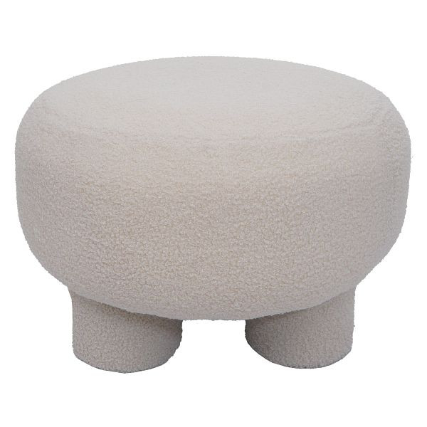 Mendler Hocker HWC-Q49, Sitzhocker Ottomane Polsterhocker Pouf, Stoff/Textil Bouclé (200g/m²) 55cm, creme, 122942