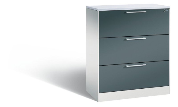 C+P Schubladenschrank Asisto, H1010xB800xT435 mm, Lichtgrau/Anthrazit/DBS Hellgrau, 146043-312 S10176