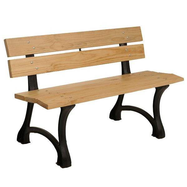 Mendler Gartenbank HWC-O20, Sitzbank Parkbank Holzbank 2-Sitzer, Gusseisen Holz Kiefer, 125cm, hellbraun, 109435+109436