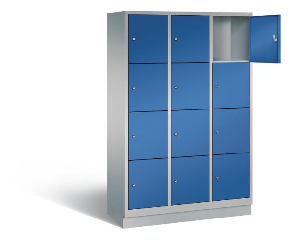 C+P Schließfachschrank Evolo, H1800xB1200xT500mm, Farbe: Weißaluminium / Enzianblau, 48020-324 S10192