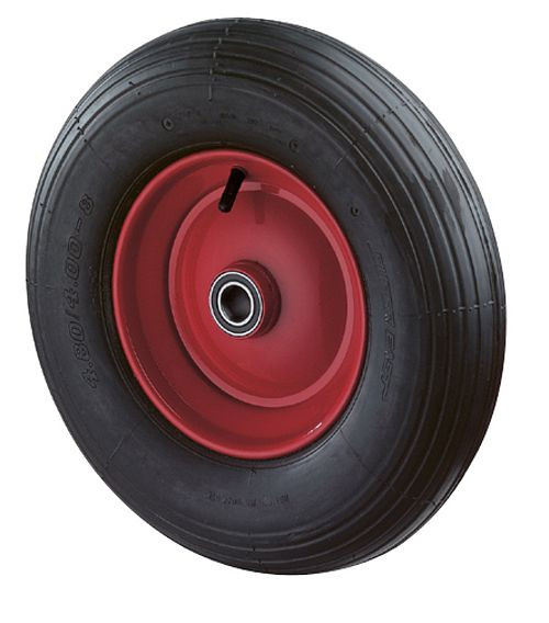 BS Rollen Luftrad, Breite 100 mm, Ø400 mm, bis 300 kg, Lauffläche Gummi schwarz, Radkörper Stahlfelge verzinkt/lackiert, Kugellager, C95.402