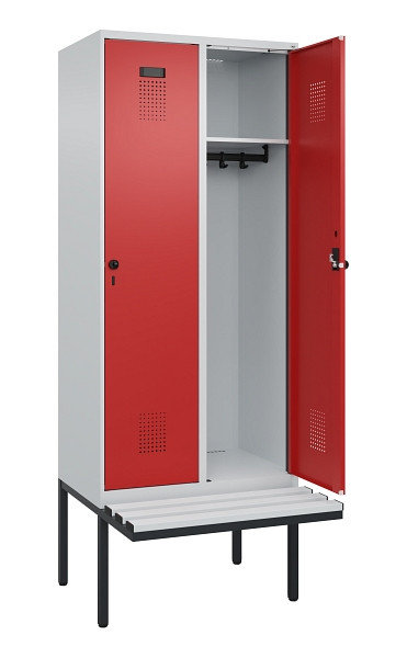 C+P Spind Evolo PLUS, 2 Abteile, 2120x800x815mm, 7035/3000, Haken 4, Drehriegel, Material Sitzfläche Kunststoff, 0490407-22 S10057