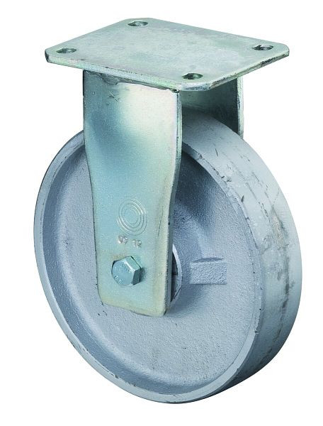 BS Rollen Schwerlastrolle, Bockrolle, Rad-Breite 45 mm, Rad-Ø 200 mm, Tragfähigkeit 1100 kg, Lauffläche Guss, Radkörper Guss, Kugellager, RR110.C81.200