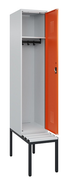 C+P Spind Evolo PLUS, 1 Abteile, 2120x400x815mm, 7035/2004, Haken 4, Zylinderschloss, Sitzfläche Kunststoff, Sitzbank, 0490507-12 S10083