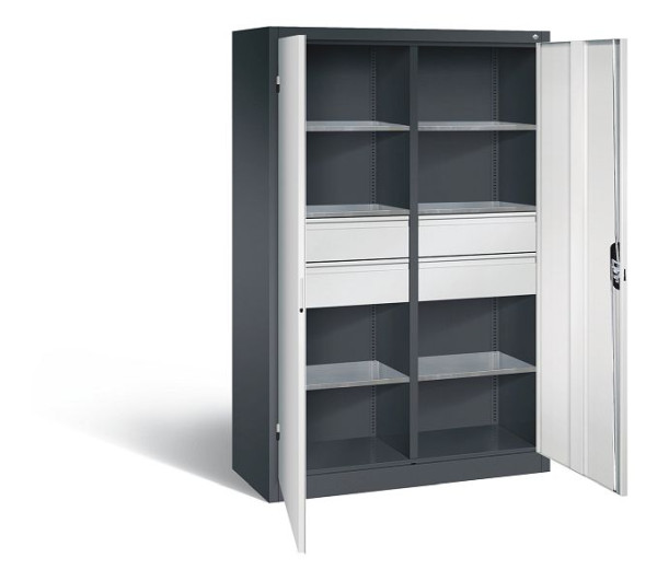 C+P Werkzeugschrank Acurado, H1950xB1200xT500mm, Farbe: Schwarzgrau / Lichtgrau, Muldengriff, 8931-3042 S10250