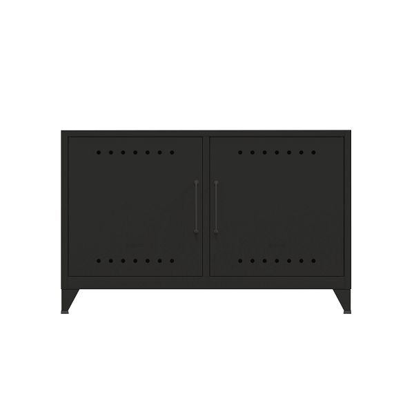 Bisley Fern Sideboard, inkl. 1 festen Fachboden, Kabeldurchlass und Klett-Halter, 133 schwarz antibakteriell, FERCAB133