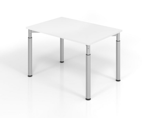 Hammerbacher Schreibtisch YS12, 120 x 80 cm, Platte: Weiß, 25 mm dick, ABS-Dickkante, Rechteckform, Silber, VYS12/W/S
