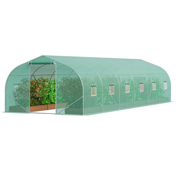 VEVOR Gewächshaus Tunnel Treibhaus Frühbeet Tomatenhaus 900x300x200cm grün, SDXWS30X10X7FTY13V0