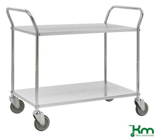 Kongamek Farbiger Wagen mit 2 Böden, 4 Lenkrollen, 2 davon mit Bremsen, Verzinkt, KM4105-EB